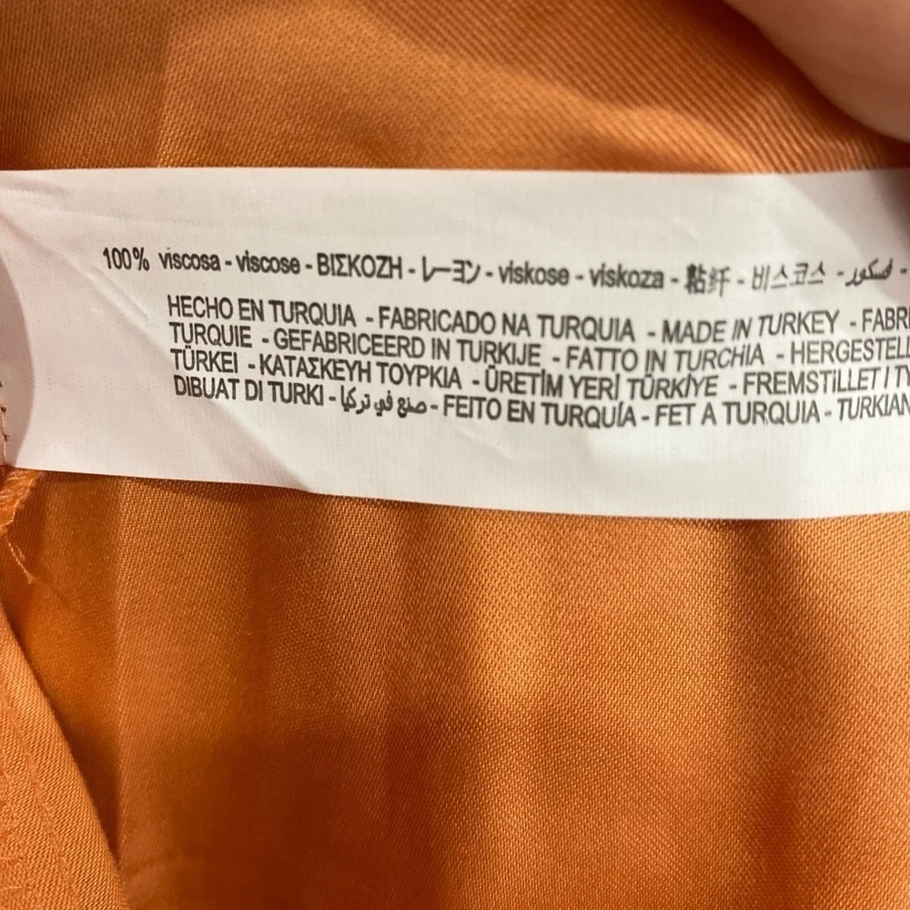 Zara satin effect dress NWT orange 🍊 large - Picture 4 of 6